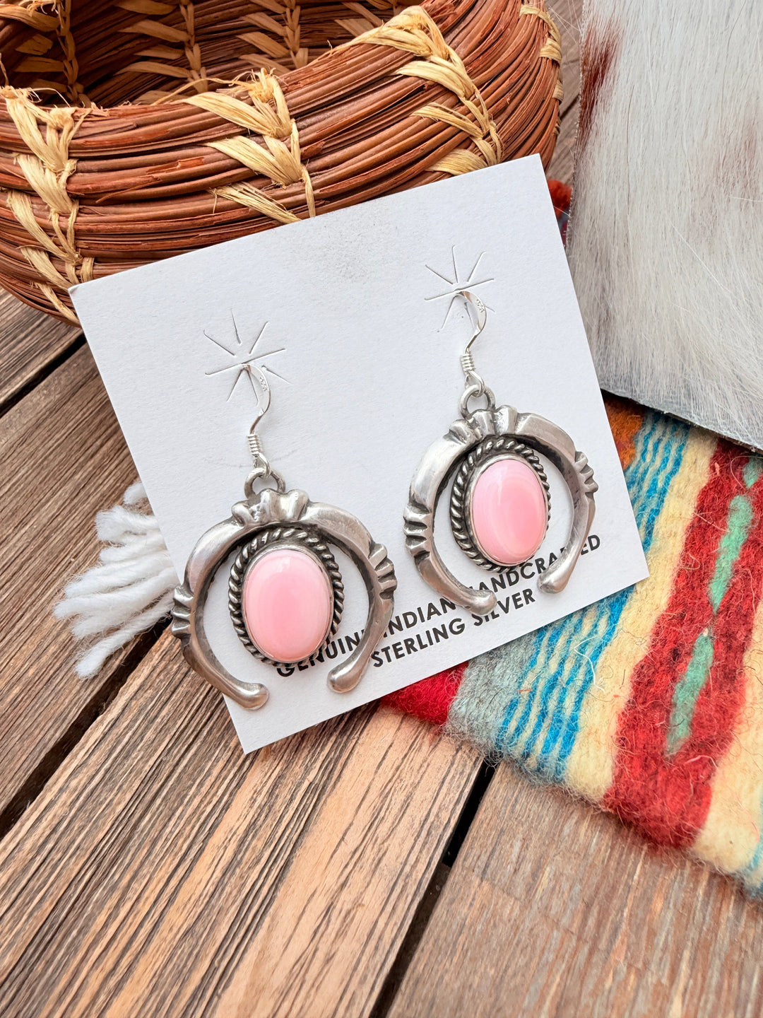 Handcrafted Sterling Silver & Queen Pink Conch Squash Blossom Necklace Set Nizhoni Traders LLC