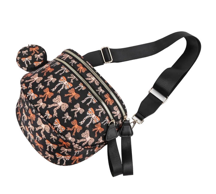 Cheetah Bows Crossbody Crescent Bag