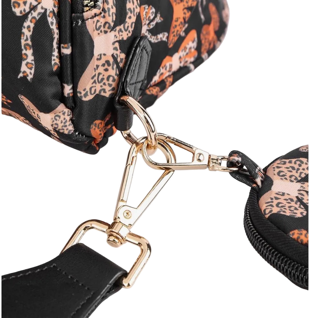 Cheetah Bows Crossbody Crescent Bag