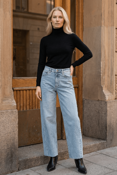 Harlow High Waisted Barrel Jeans Blue by Artemis Artemis Vintage