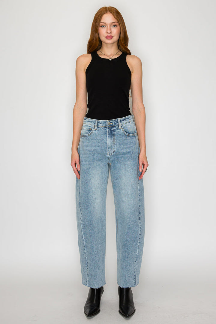 Harlow High Waisted Barrel Jeans Blue by Artemis Artemis Vintage