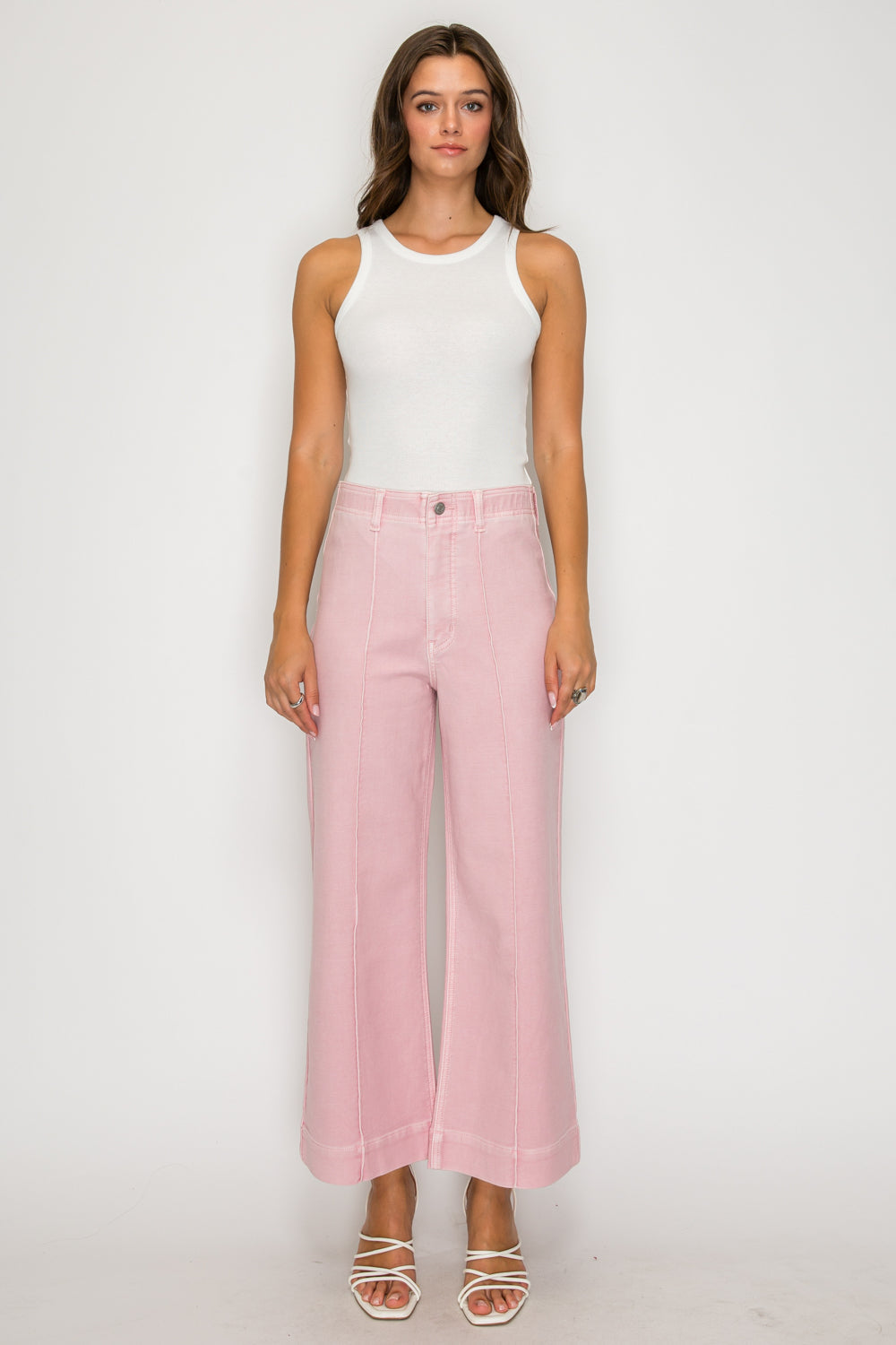 TUMMY CONTROL ULTRA HIGH RISE CROP WIDE PINK JEANS Artemis Vintage