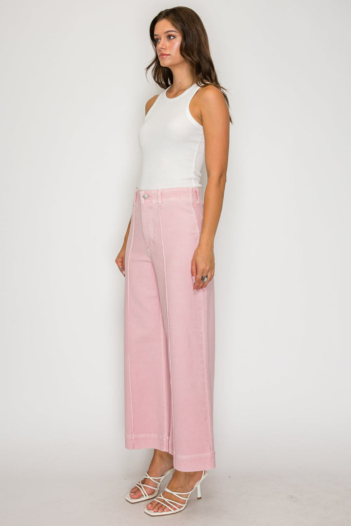 TUMMY CONTROL ULTRA HIGH RISE CROP WIDE PINK JEANS Artemis Vintage