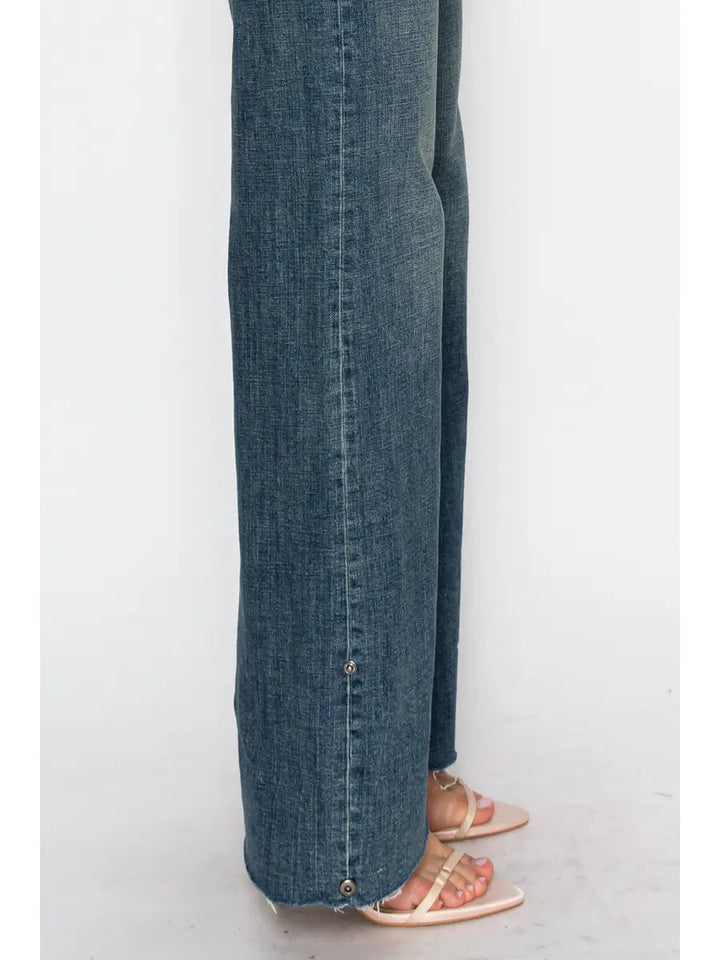 Elise Tummy Control High Rise Cuffed Wide Leg Jeans Artemis Vintage