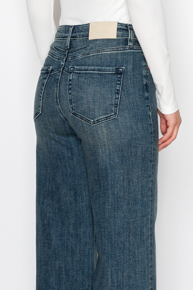 Elise Tummy Control High Rise Cuffed Wide Leg Jeans Artemis Vintage