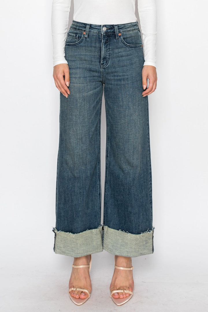 Elise Tummy Control High Rise Cuffed Wide Leg Jeans Artemis Vintage