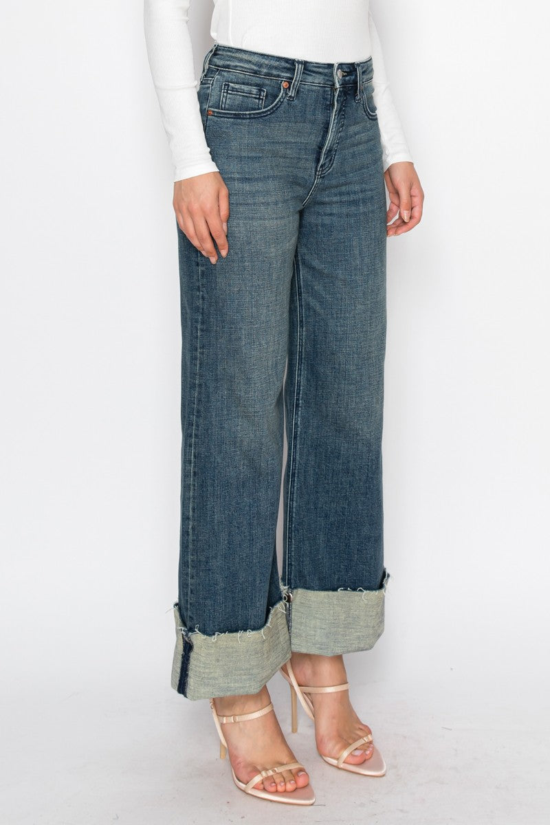Elise Tummy Control High Rise Cuffed Wide Leg Jeans Artemis Vintage