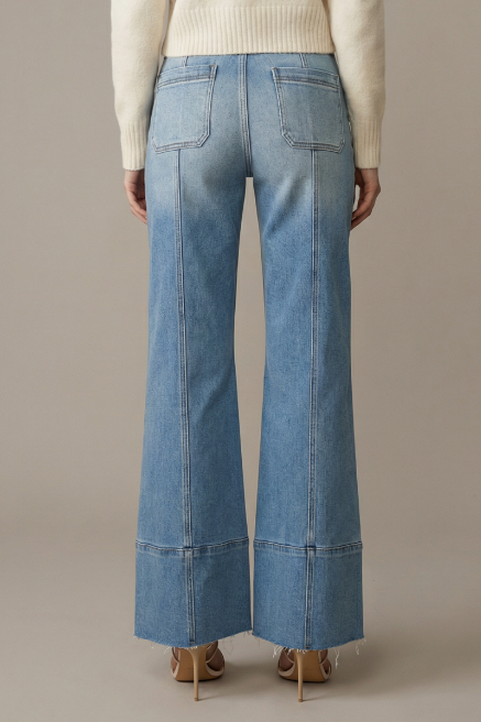 Tummy Control Eco Friendly Fabric Slim Palazzo Jeans (Medium Wash)