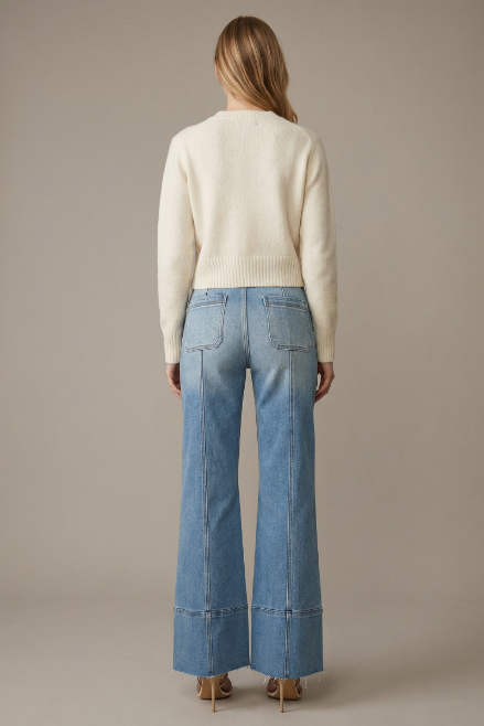 Tummy Control Eco Friendly Fabric Slim Palazzo Jeans (Medium Wash)