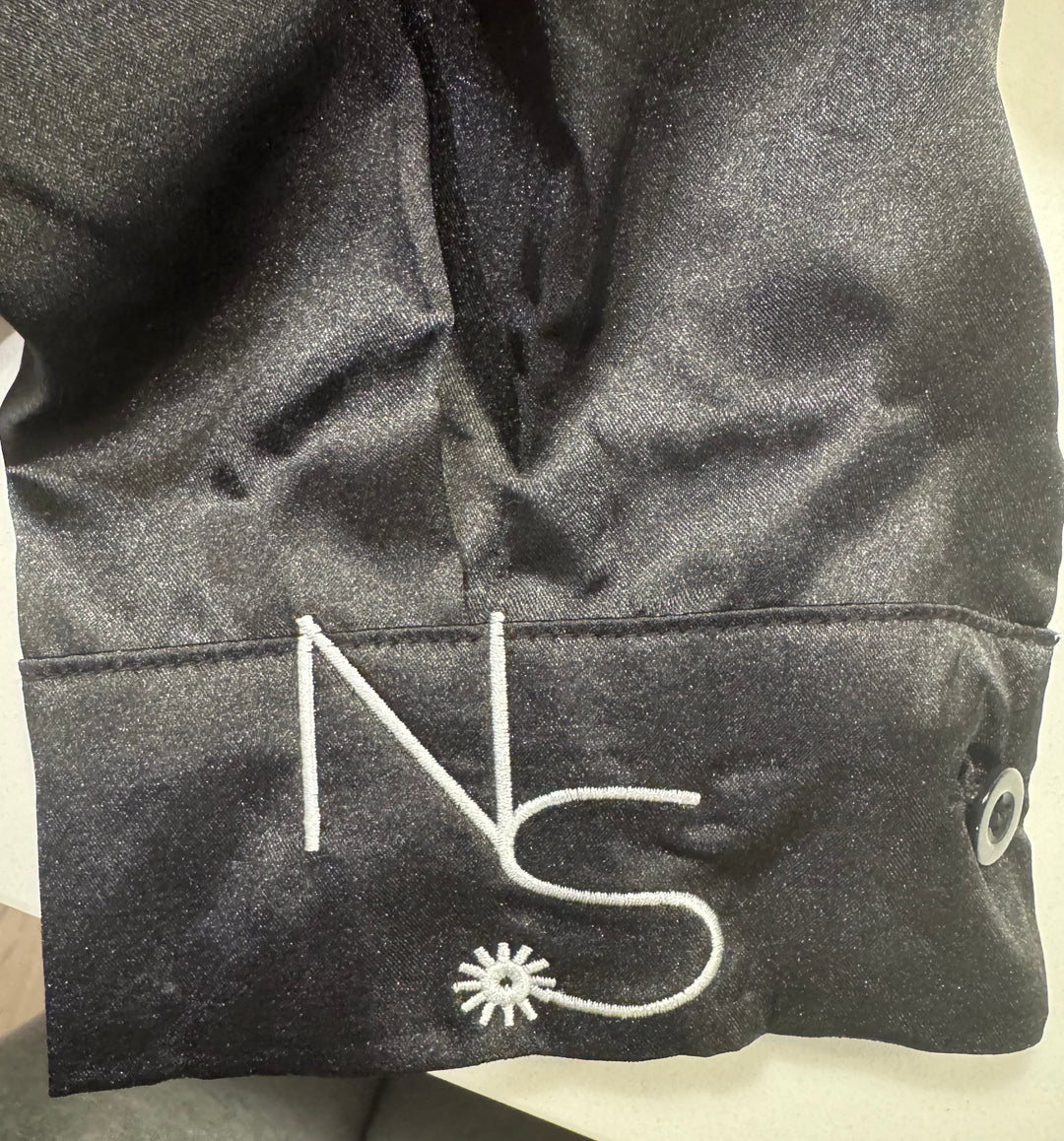 Neon Spur Embroidered Logo Satin Button Up Rodeo Shirt -Black *Sample Sale*