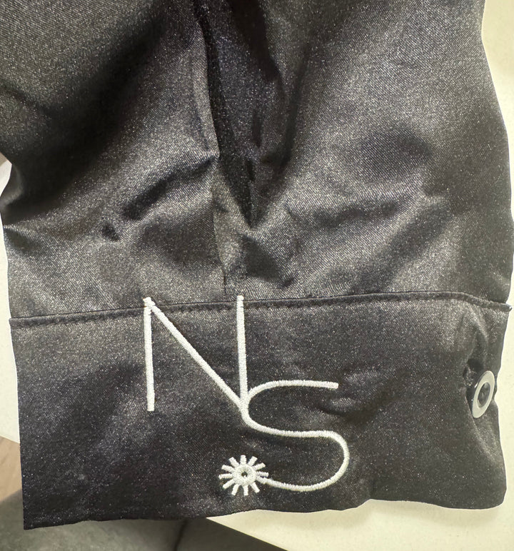 Neon Spur Embroidered Logo Satin Button Up Rodeo Shirt -Black *Sample Sale*