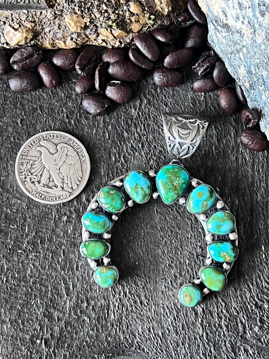 Diane Wylie Sterling Silver & Sonoran Mountain Turquoise Naja Pendant Nizhoni Traders LLC
