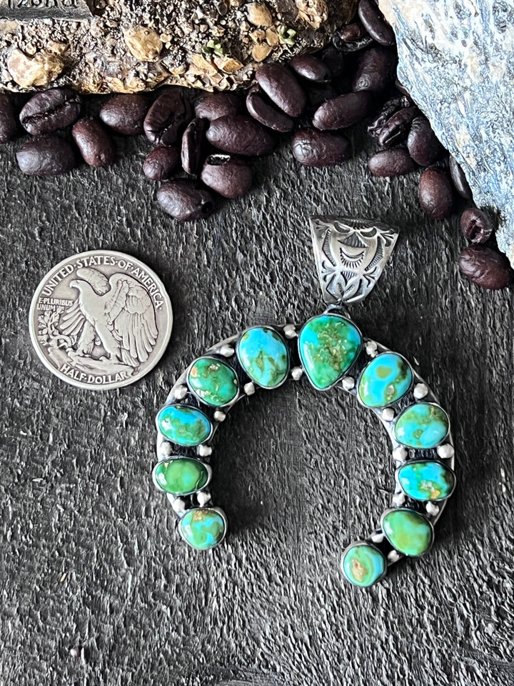 Diane Wylie Sterling Silver & Sonoran Mountain Turquoise Naja Pendant Nizhoni Traders LLC