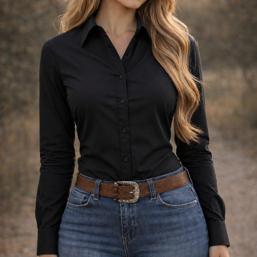 Ride Or Die Rhinestone 4 Way Stretch Button Up Rodeo Shirt -Black Neon Spur