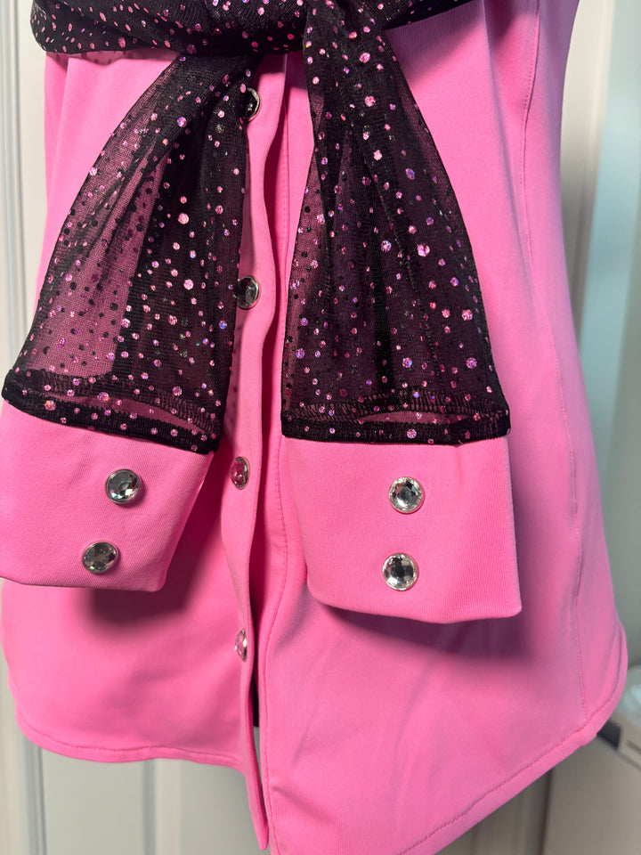 Bubblegum Sparkle Mesh Sleeve Rodeo Shirt Neon Spur