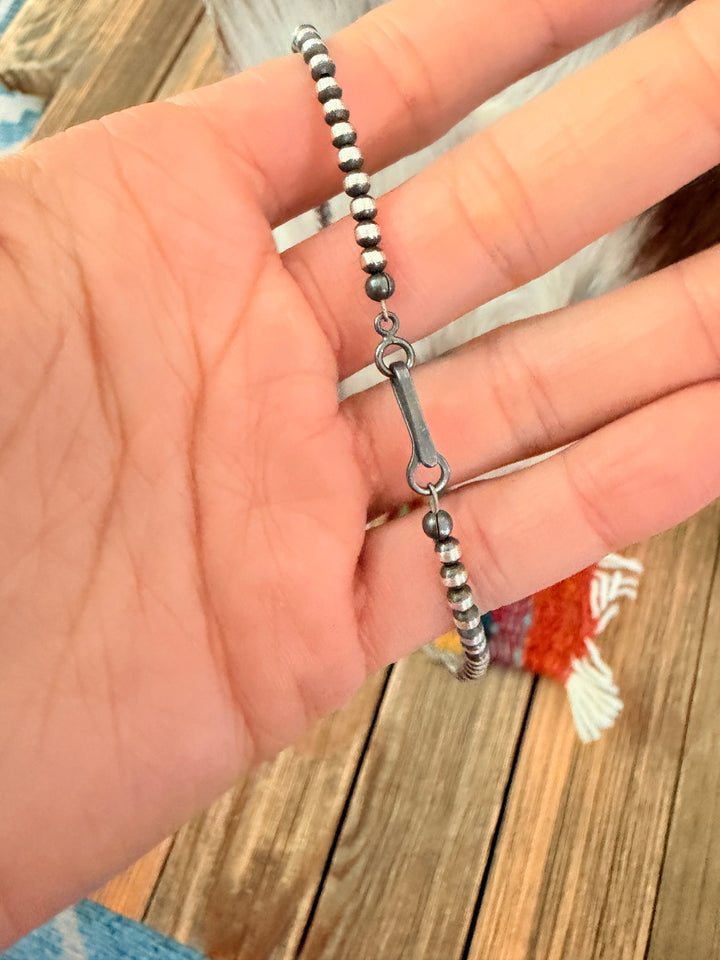 Handcrafted Mother of Pearl and Sterling Silver Pearl Star Beaded Necklace Nizhoni Traders LLC