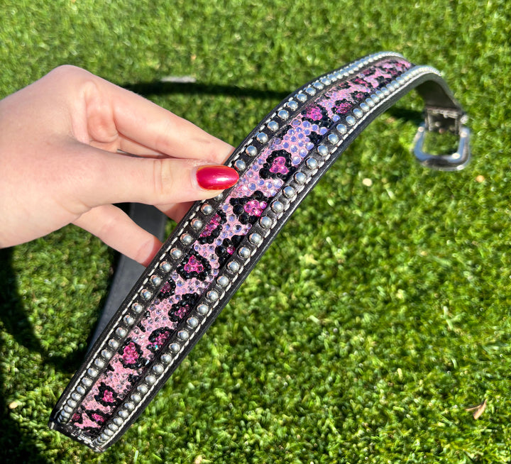 Catty Cowgirl Crystal Tooled Leather Belt