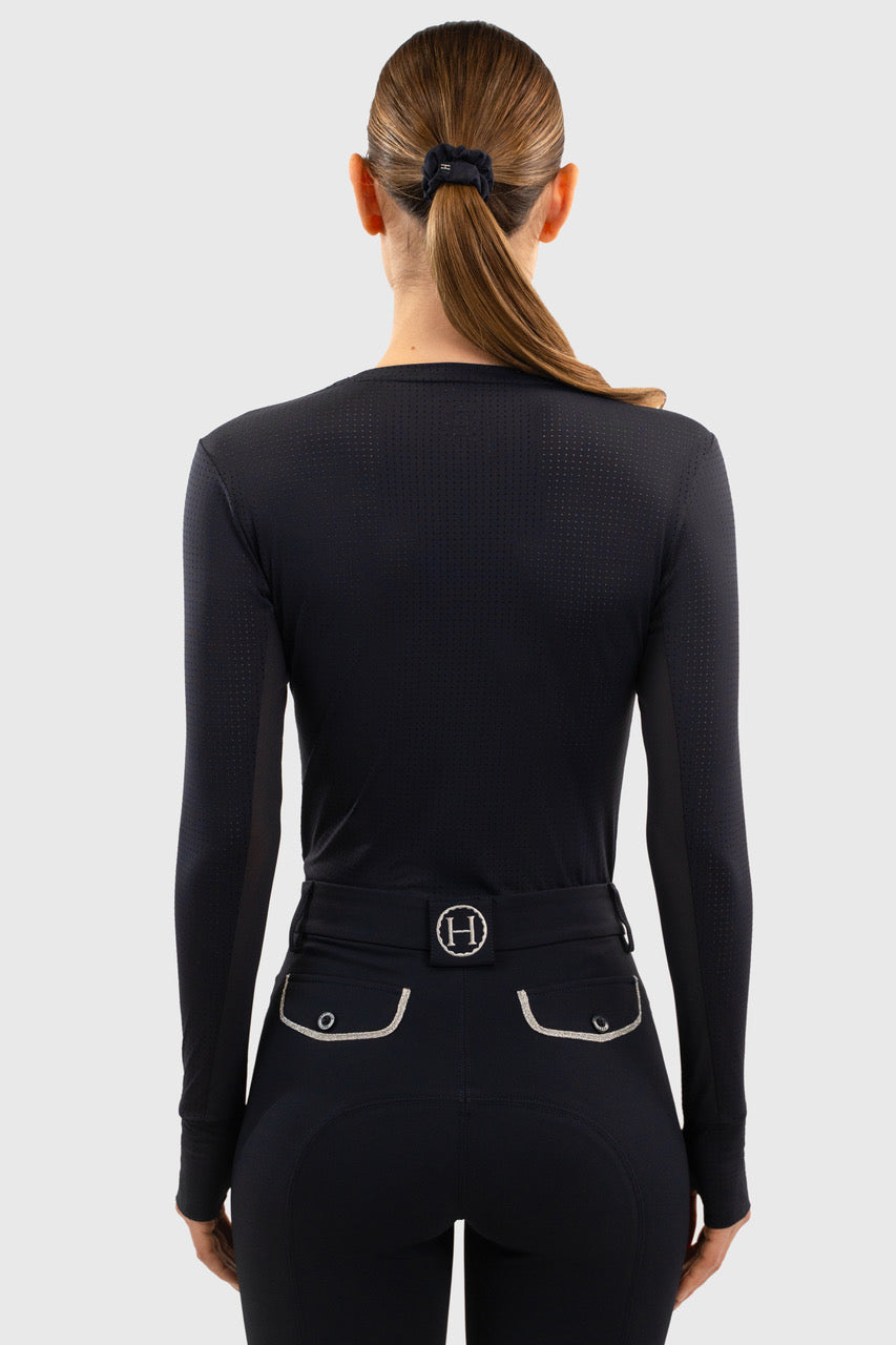 Harcour Bluvea Women's Perforated Long Sleeve Crew Neck