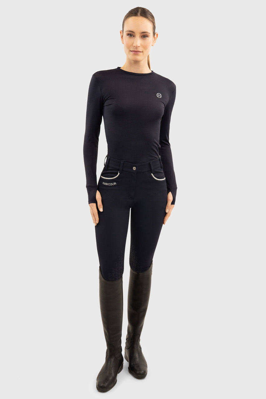 Harcour Bluvea Women's Perforated Long Sleeve Crew Neck