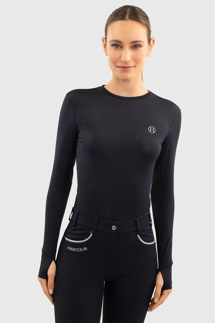 Harcour Bluvea Women's Perforated Long Sleeve Crew Neck