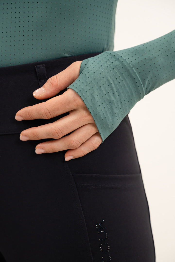 Harcour Bluvea Women's Perforated Long Sleeve Crew Neck