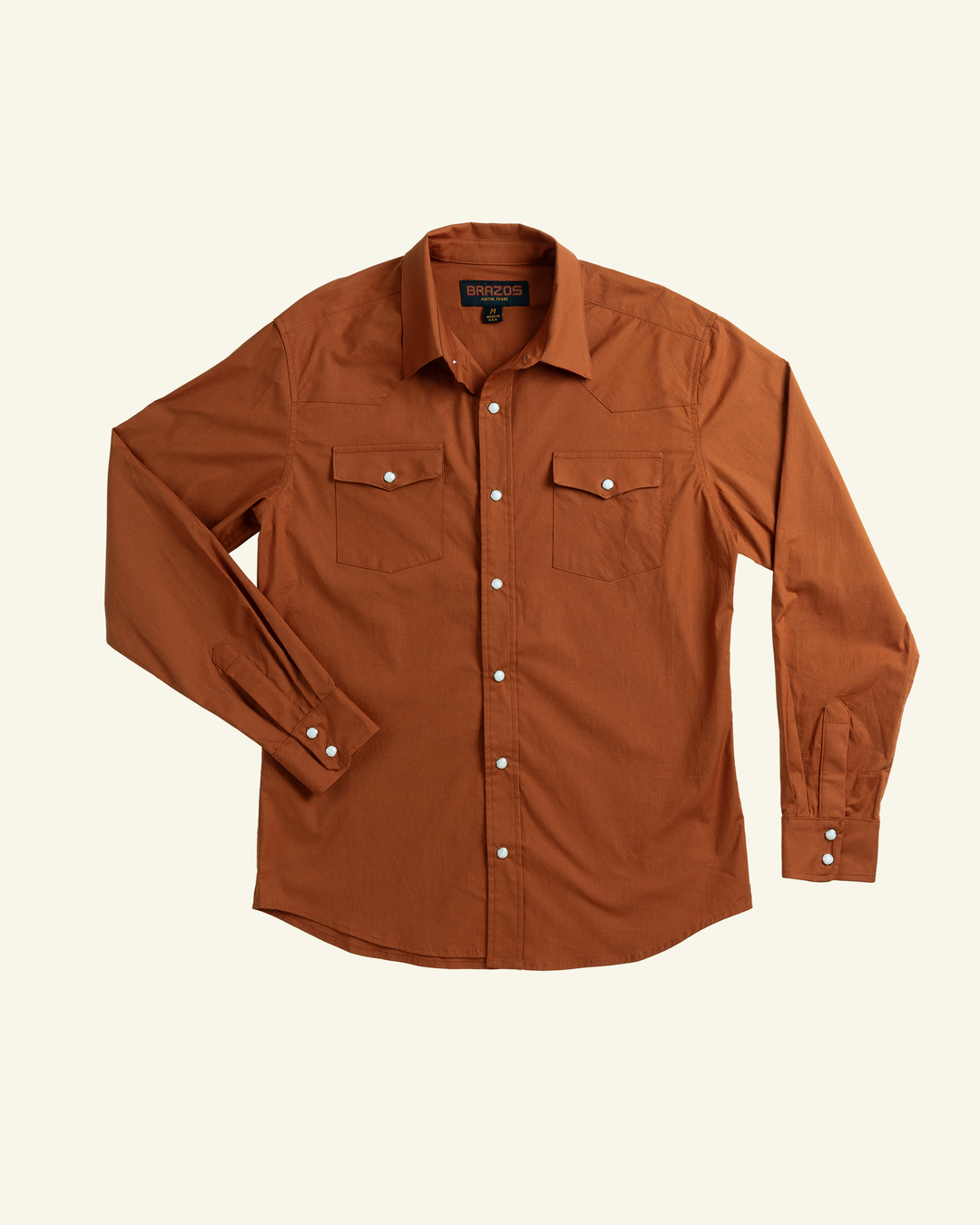 Men’s Burnt Orange Pearl Snap Shirt