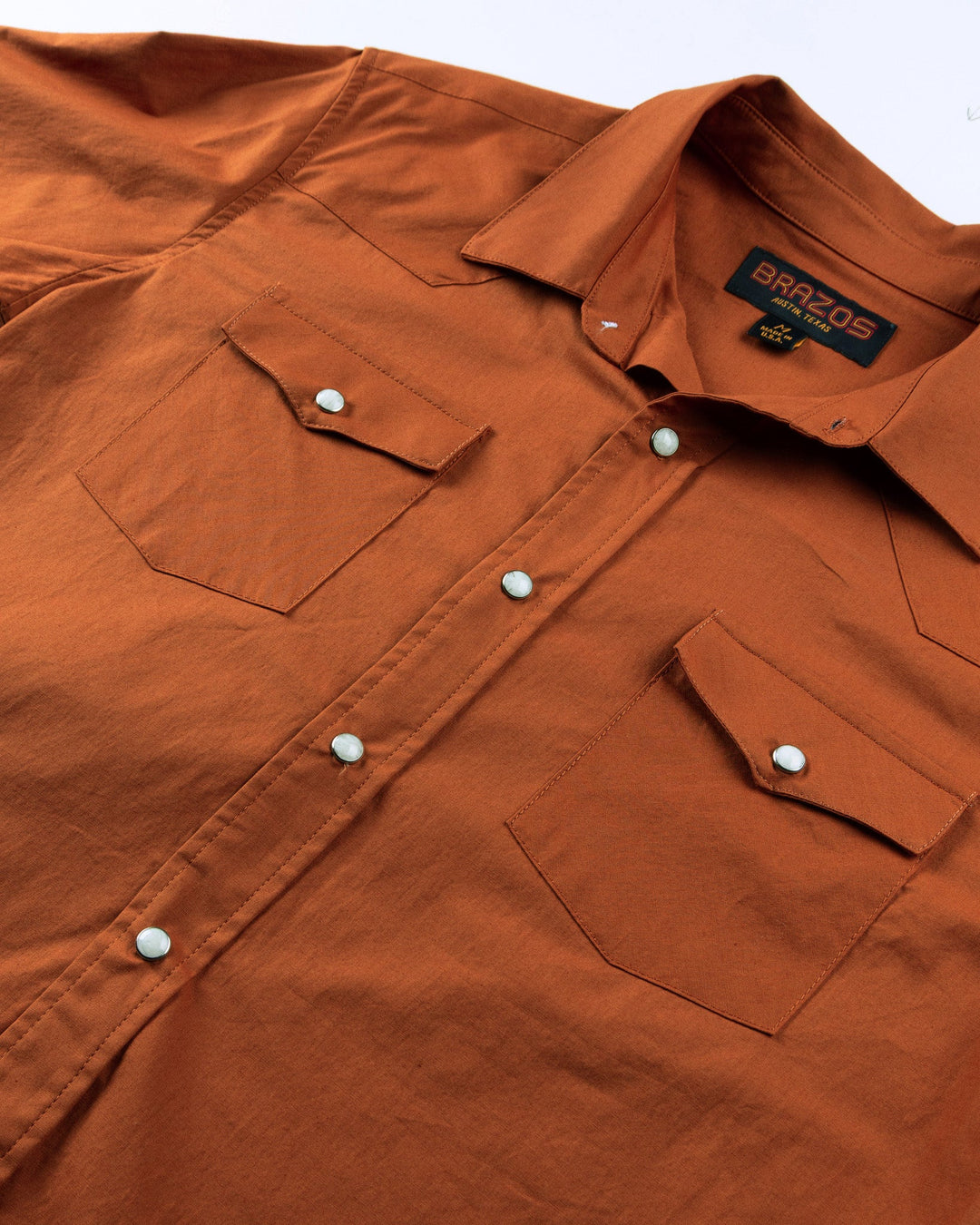 Men’s Burnt Orange Pearl Snap Shirt