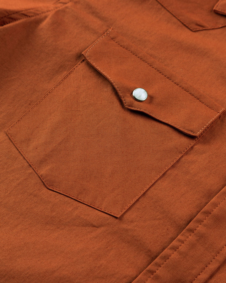 Men’s Burnt Orange Pearl Snap Shirt