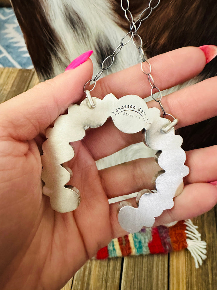 Handcrafted Sterling Silver & Turquoise Naja Necklace by Jameson Garcia