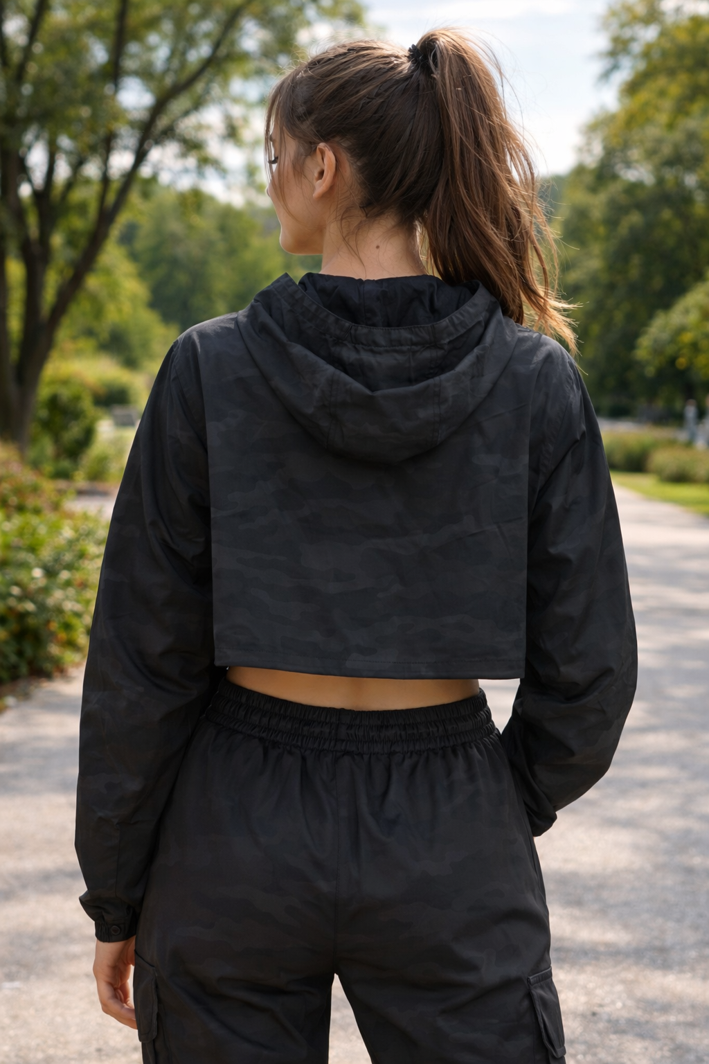 Neon Spur Logo Camo Crop Windbreaker Hoodie *Sample Sale*