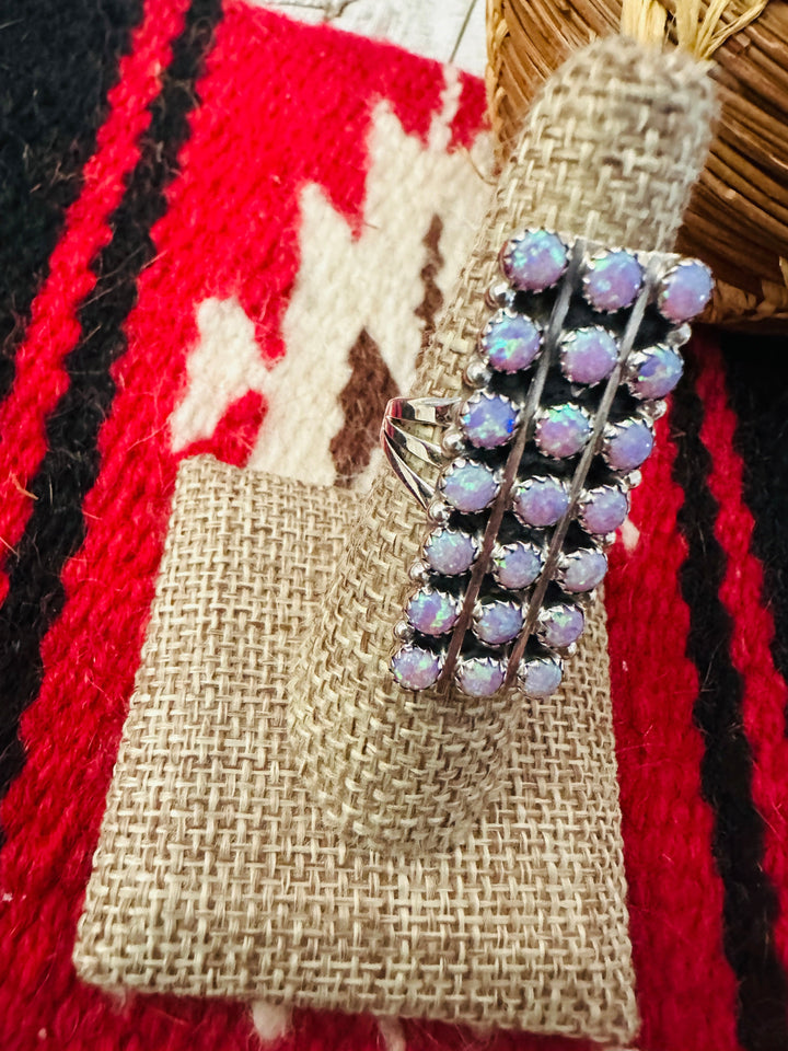 Handcrafted Purple Opal & Sterling Silver Cluster Ring