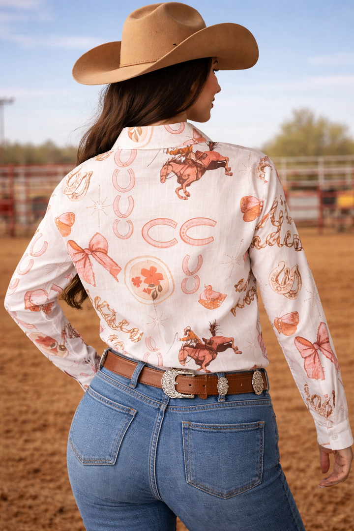 Let’s Rodeo Button Up Long Sleeve Shirt -100% Cotton