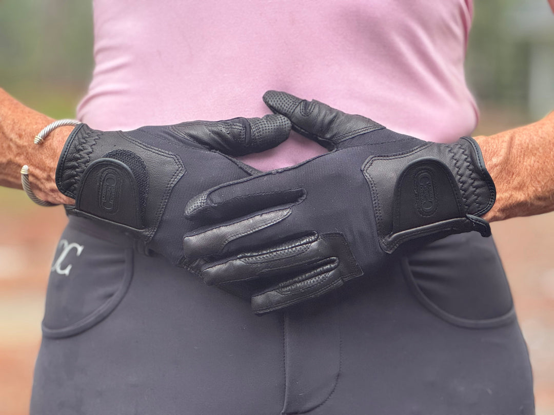 Tackified Copper Tech™️ Leather Premium Riding Glove -Black