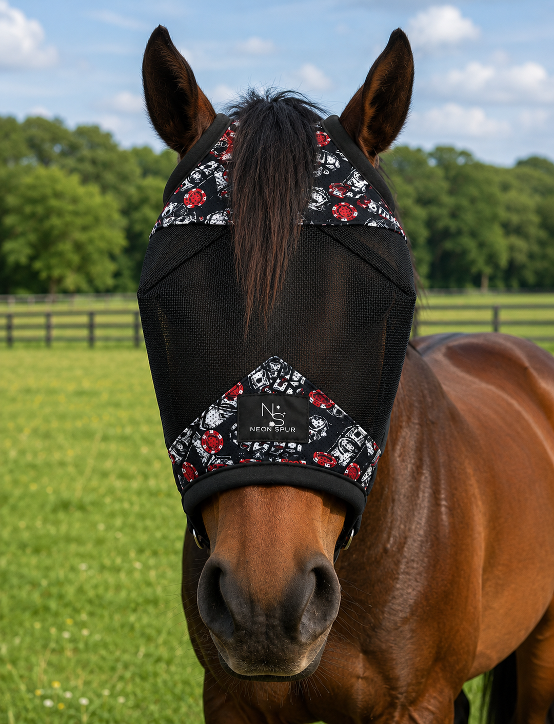 Risky Business Fly Mask - Standard / Full Size Neon Spur