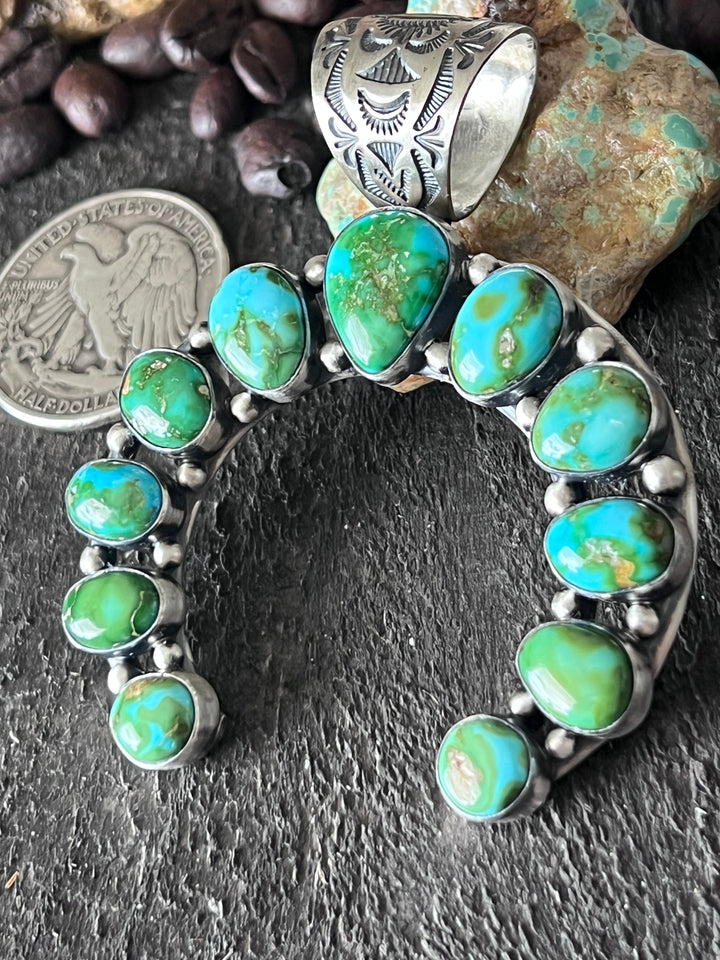 Diane Wylie Sterling Silver & Sonoran Mountain Turquoise Naja Pendant Nizhoni Traders LLC