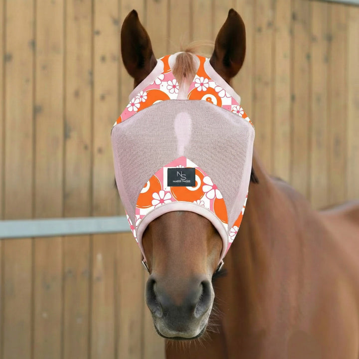 Daisy 8 Horse Fly Mask -Pink Mesh Neon Spur