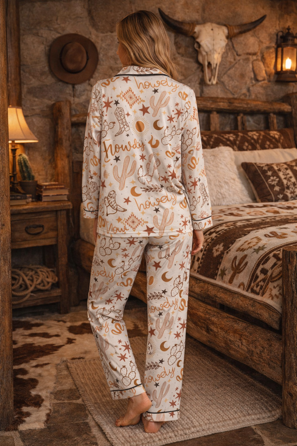 Yeehaw Howdy 2 Piece Satin Pajama Pant Set