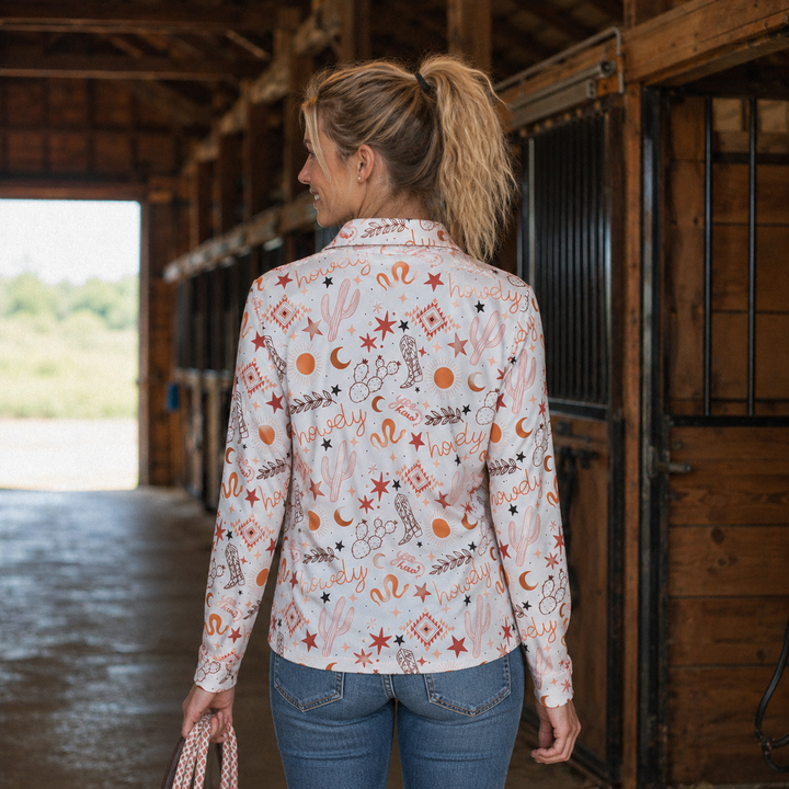 Neon Spur Yeehaw Howdy Quarter Zip Sun Shirt Neon Spur