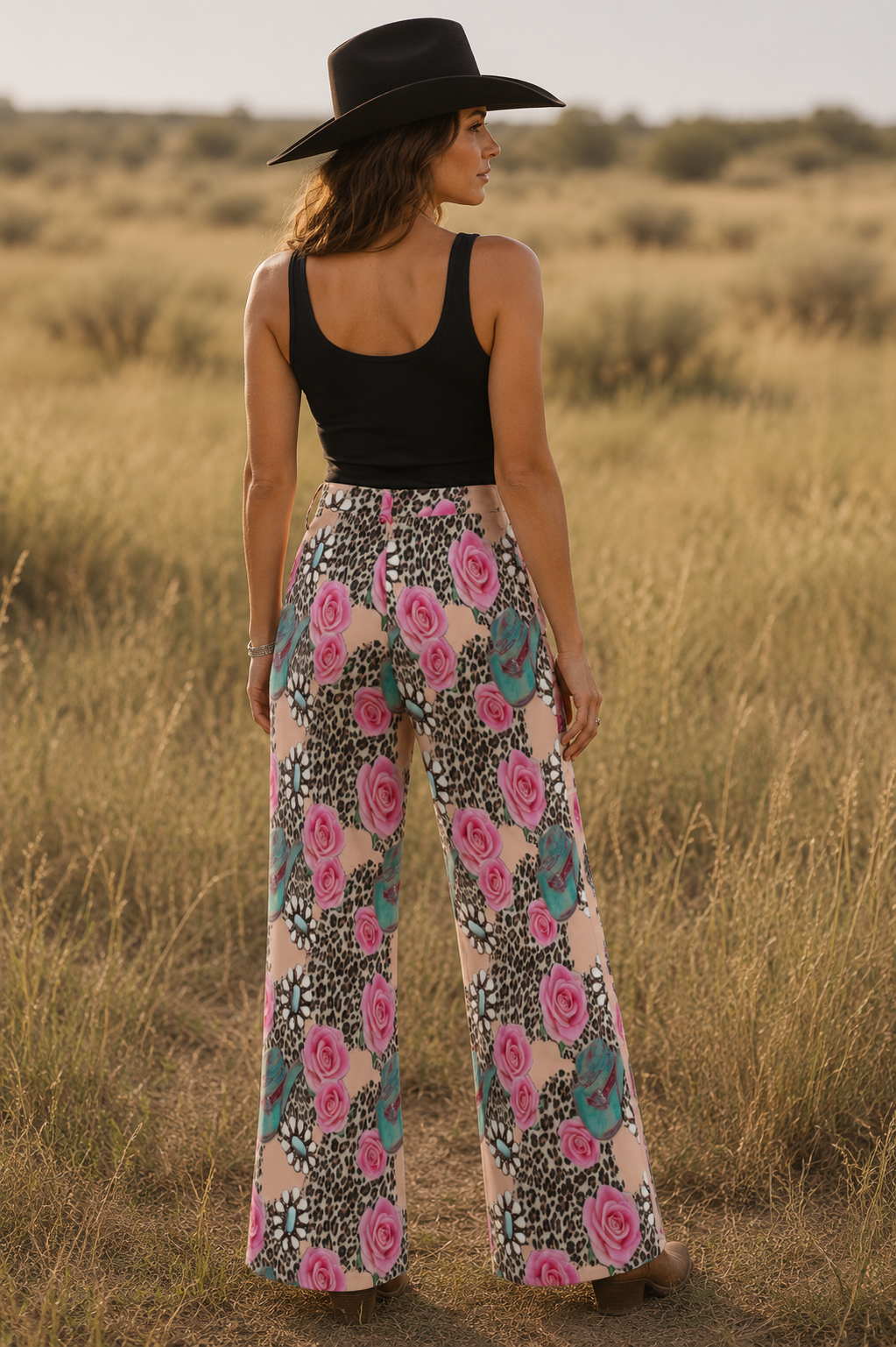 Run Wild Rose Retro Wide Leg Pants Neon Spur