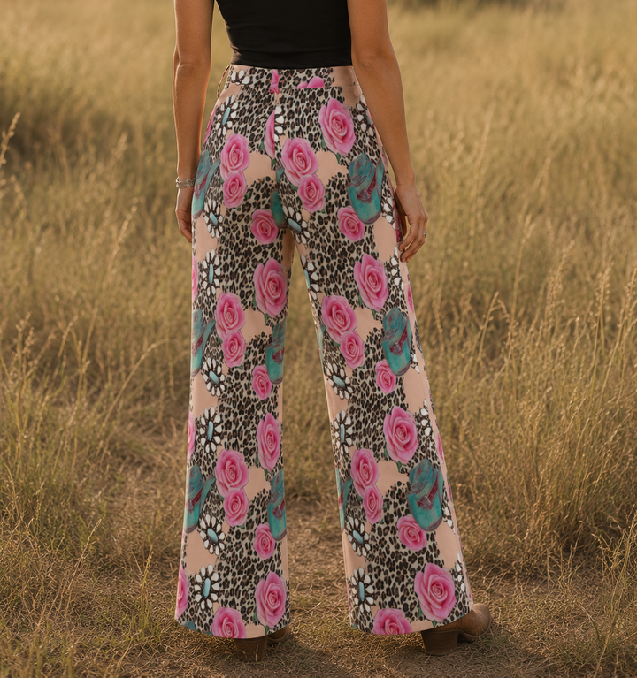 Run Wild Rose Retro Wide Leg Pants Neon Spur