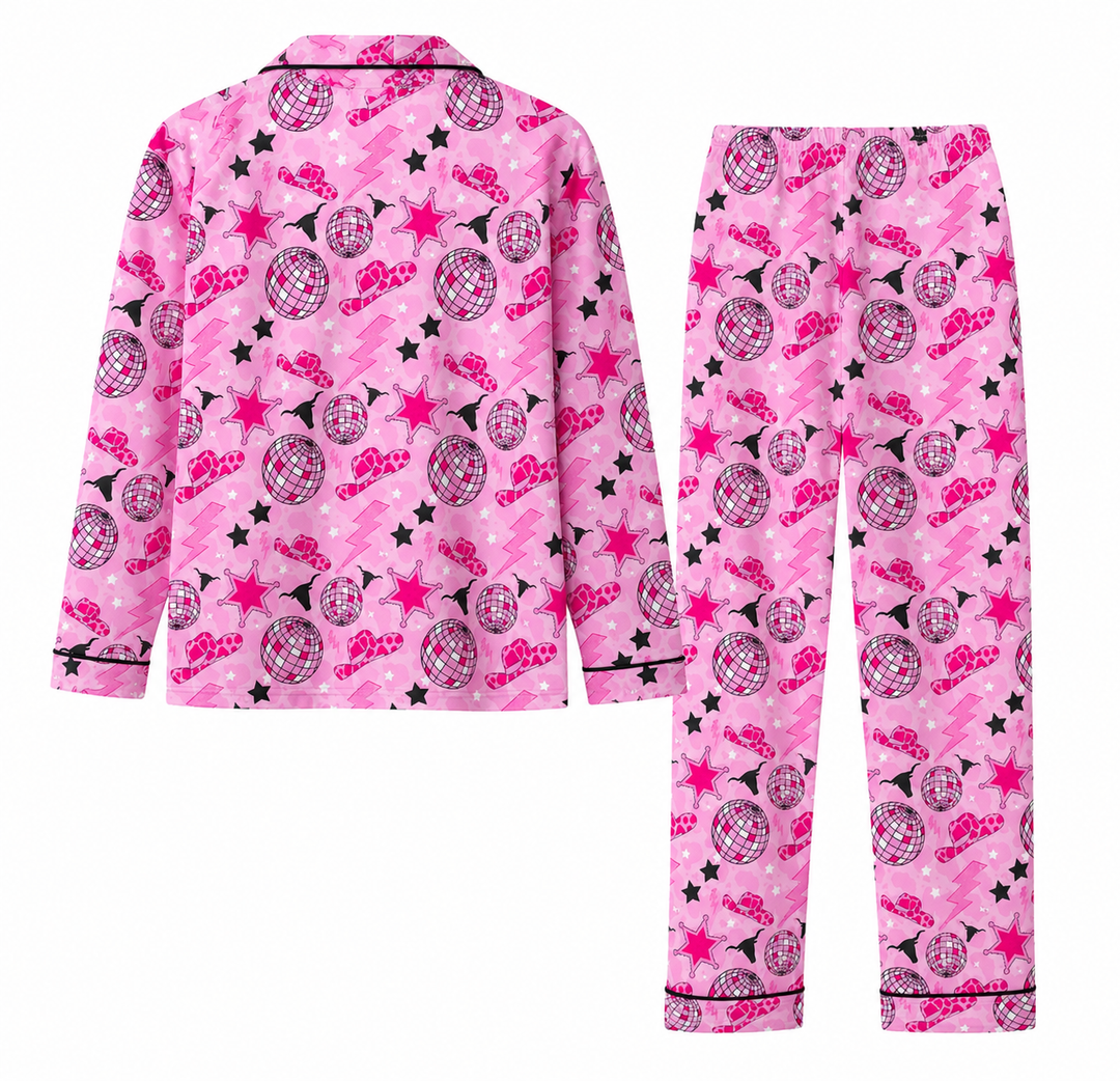 Neon Spur Disco Cowgirl Girls 2 Piece Pajama Pants Set