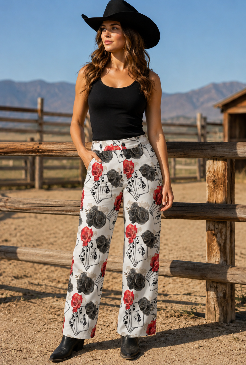 Ace Of Roses Retro Wide Leg Pants Neon Spur