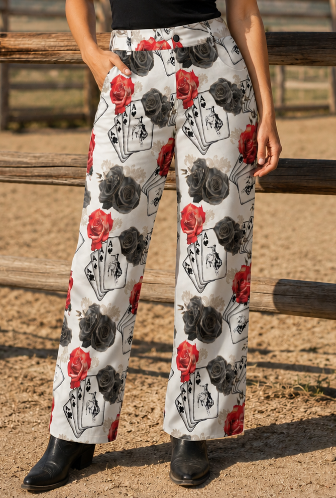 Ace Of Roses Retro Wide Leg Pants Neon Spur