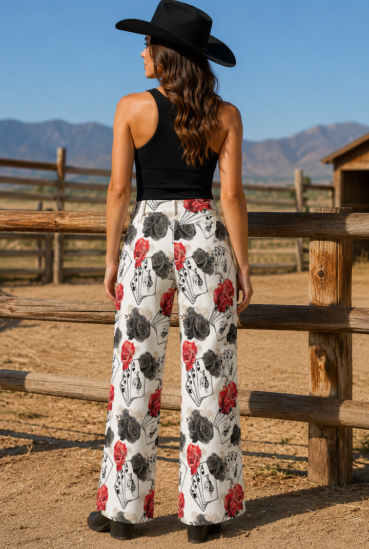 Ace Of Roses Retro Wide Leg Pants Neon Spur