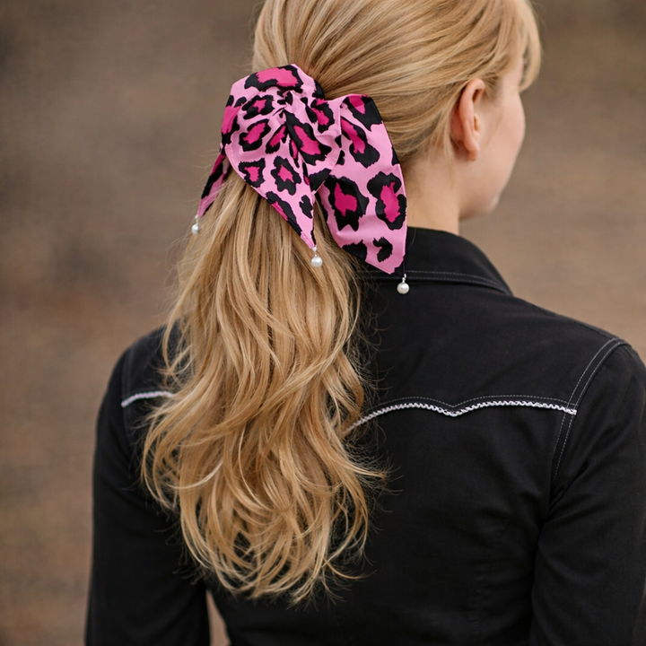 Catty Cowgirl Pearl Hair Tie Neon Spur
