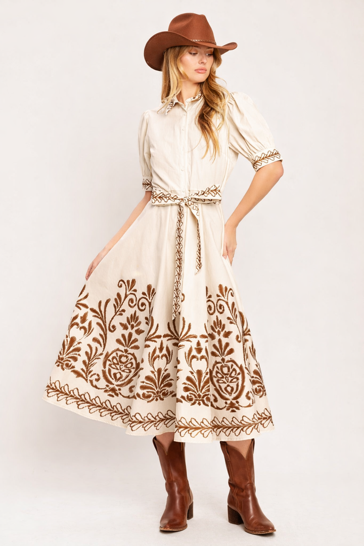 Romantic Heirloom Woven Midi Dress