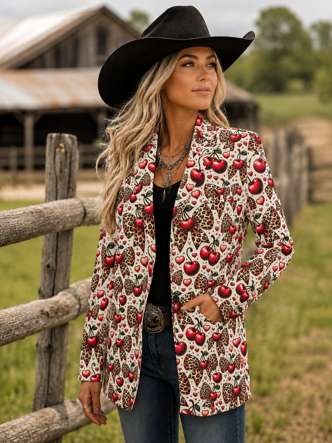Cherry Bomb Cowgirl Blazer Neon Spur