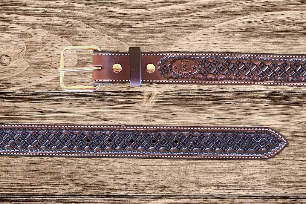Chocolate Waffle Leather Belt