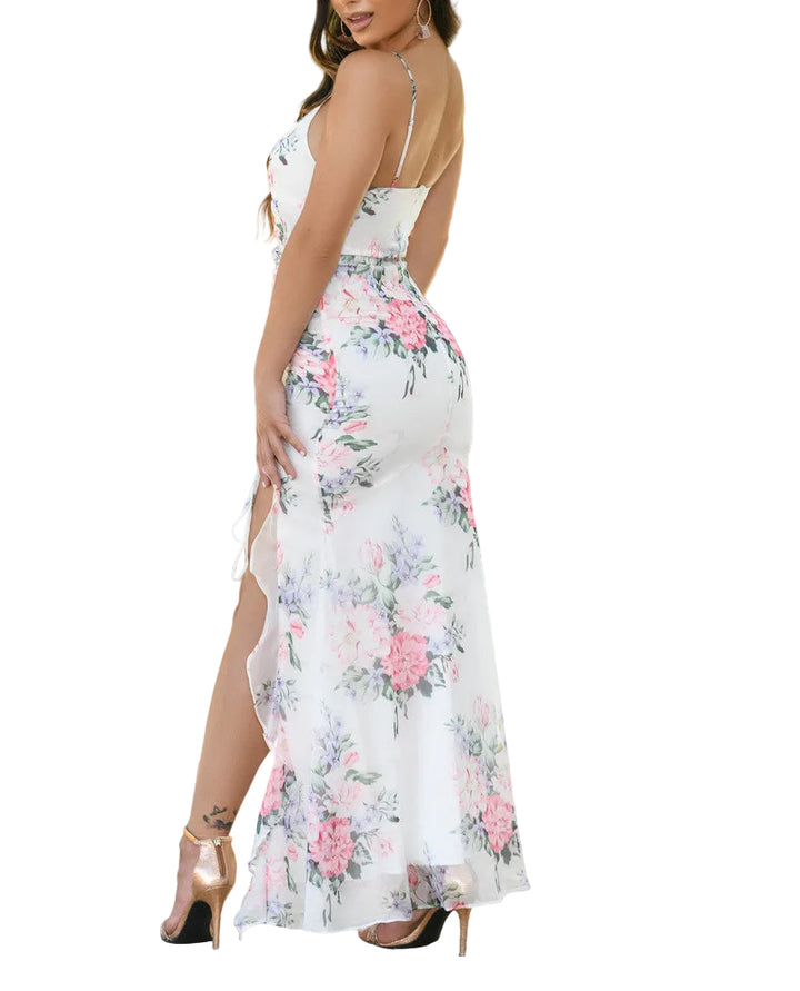 Cali Maxi Dress - White Floral Lady Black Tie