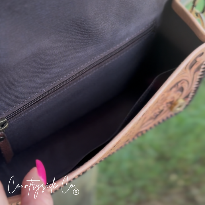 Countryside Charm Tooled Leather Clutch Purse